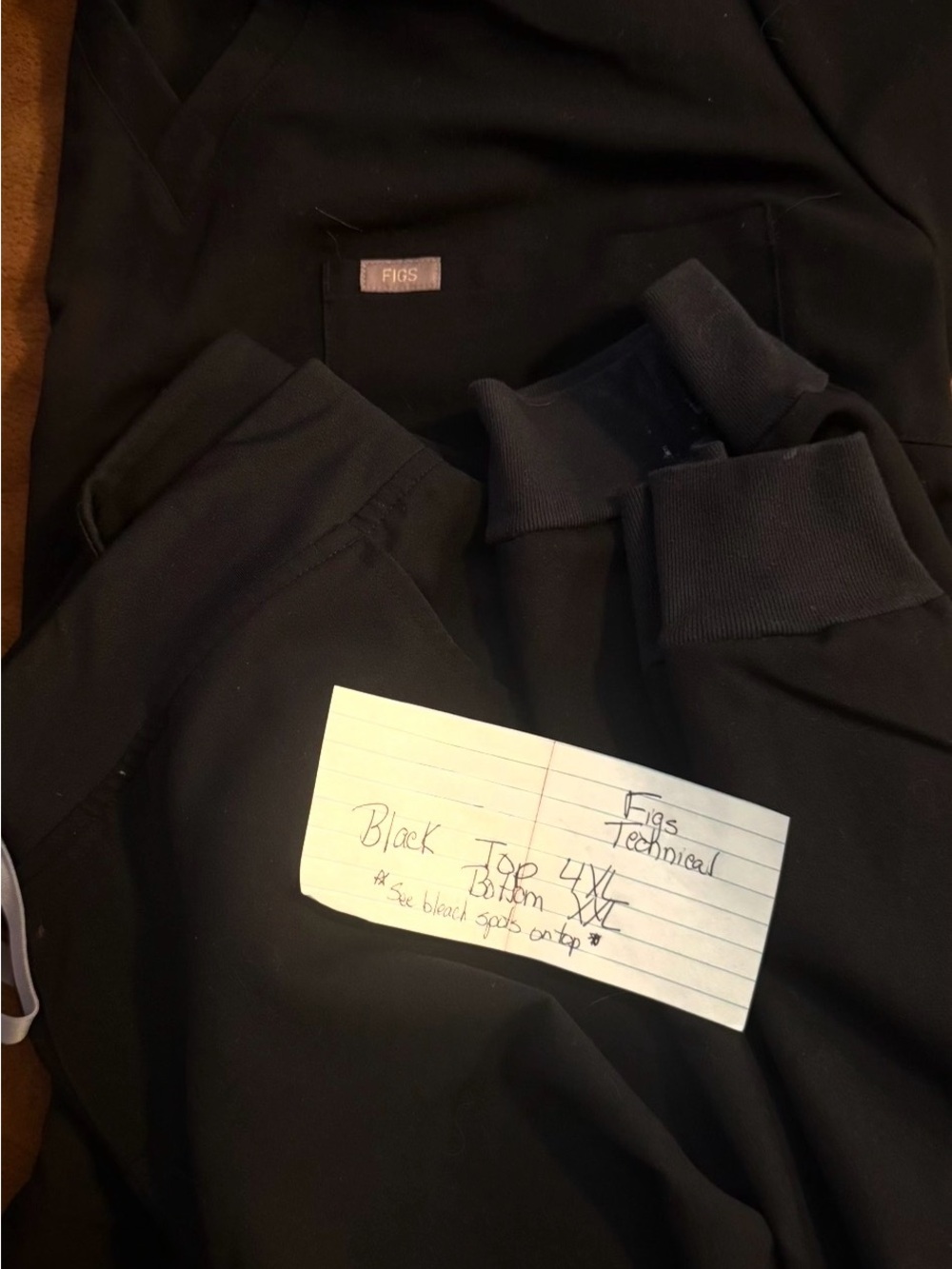 FIGS Black Technical Collection Scrub Top